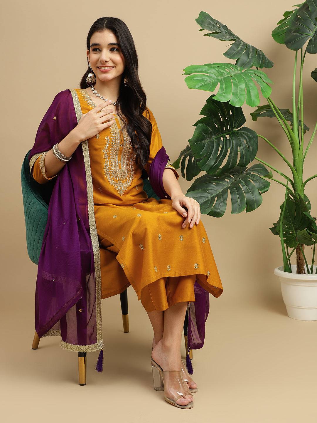 Teal Well Embroidered Kurta Dupatta Set