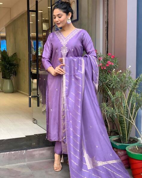 Women’s Embroidered Anarkali Kurta Set with Dupatta & Pants - Stylish Ethnic Wear