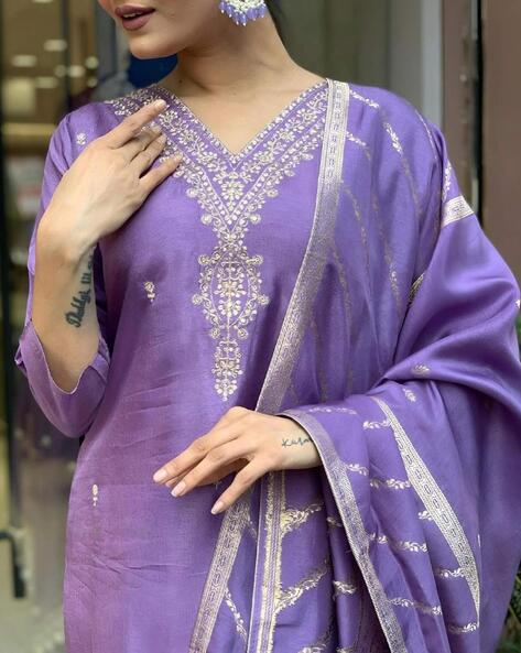 Women’s Embroidered Anarkali Kurta Set with Dupatta & Pants - Stylish Ethnic Wear