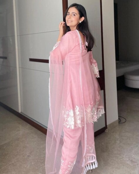 Pink Flower Kurta Set