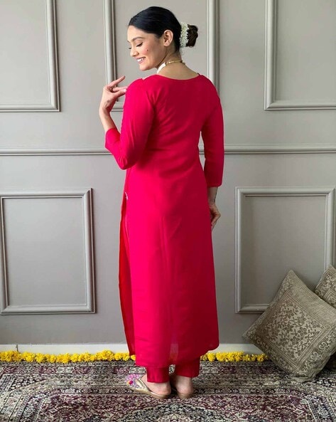Elegant Pink Kurta Set for Women – Perfect Party Wear with Solid Design